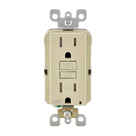 Leviton Straight Blade Receptacle, 5-15R, 15 A, 125V AC, 2 Pole, 3 Wire, Self-Grounded R01-AFTR1-0KI